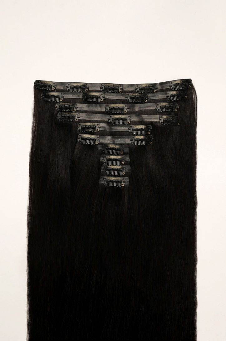 #1B Off Black Seamless Clip In Extensions