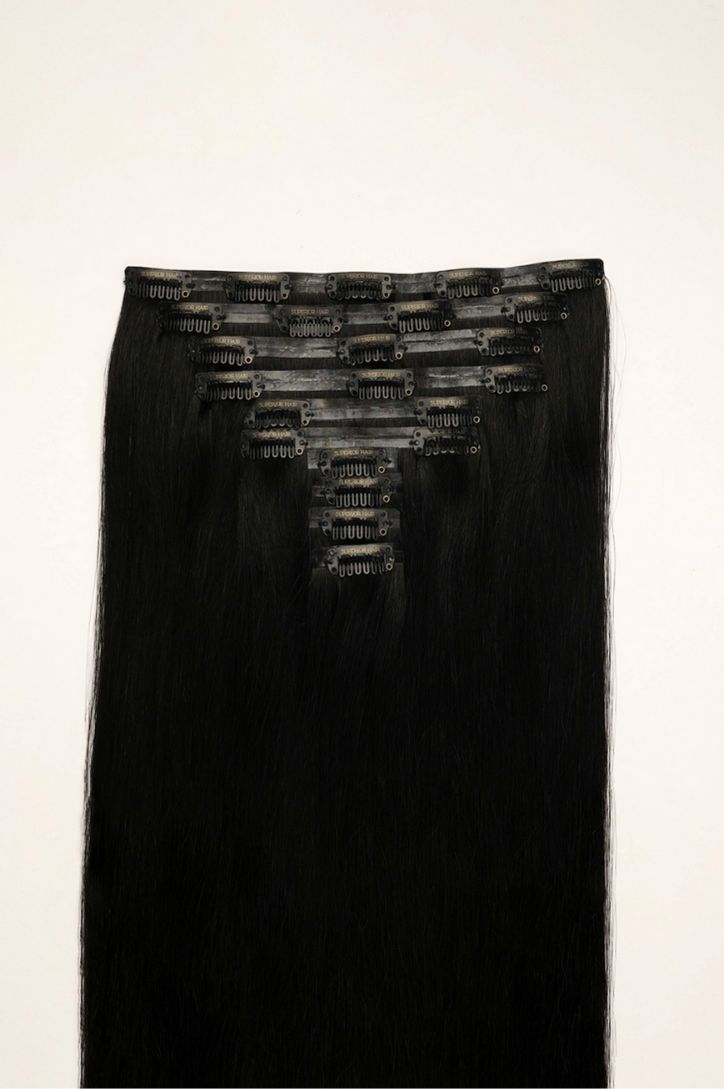 #1 Jet Black Seamless Clip In Extensions