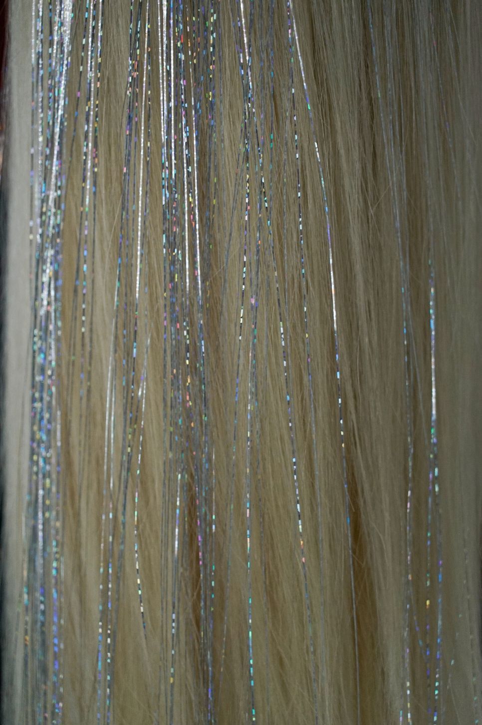 Silver Tinsel Hair Clip-In Set (4pcs)