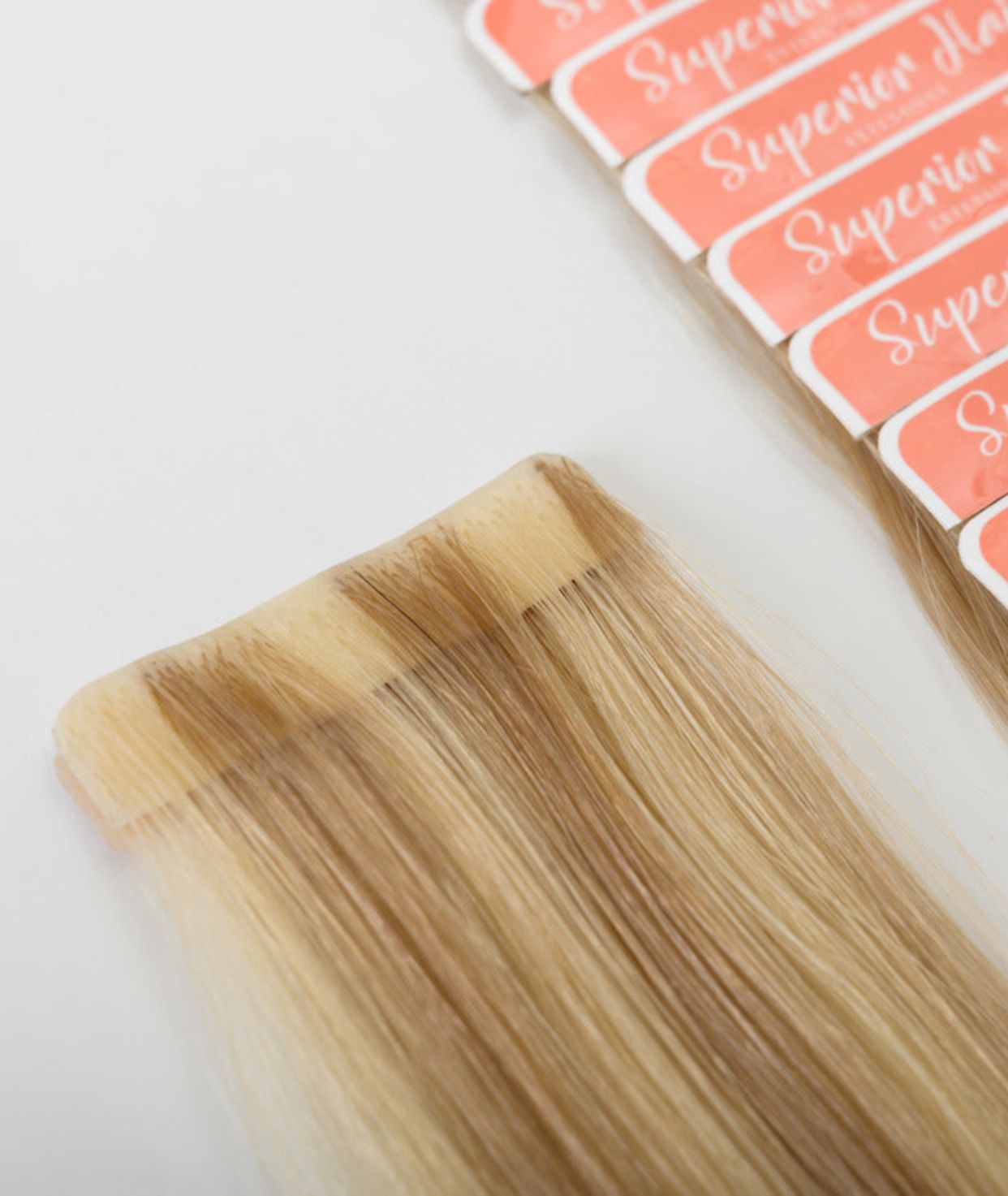 #16/22 Caramel Light Blonde Mix Invisi Tape Hair Extensions