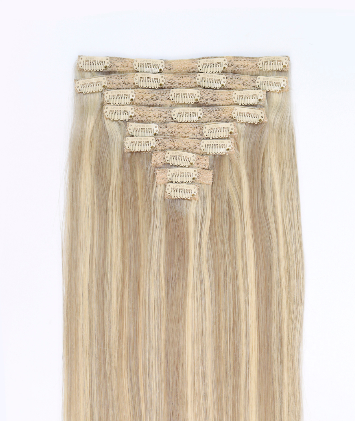 #18/613 Ash Blonde Highlights Classic Clip In Hair Extensions 9pcs