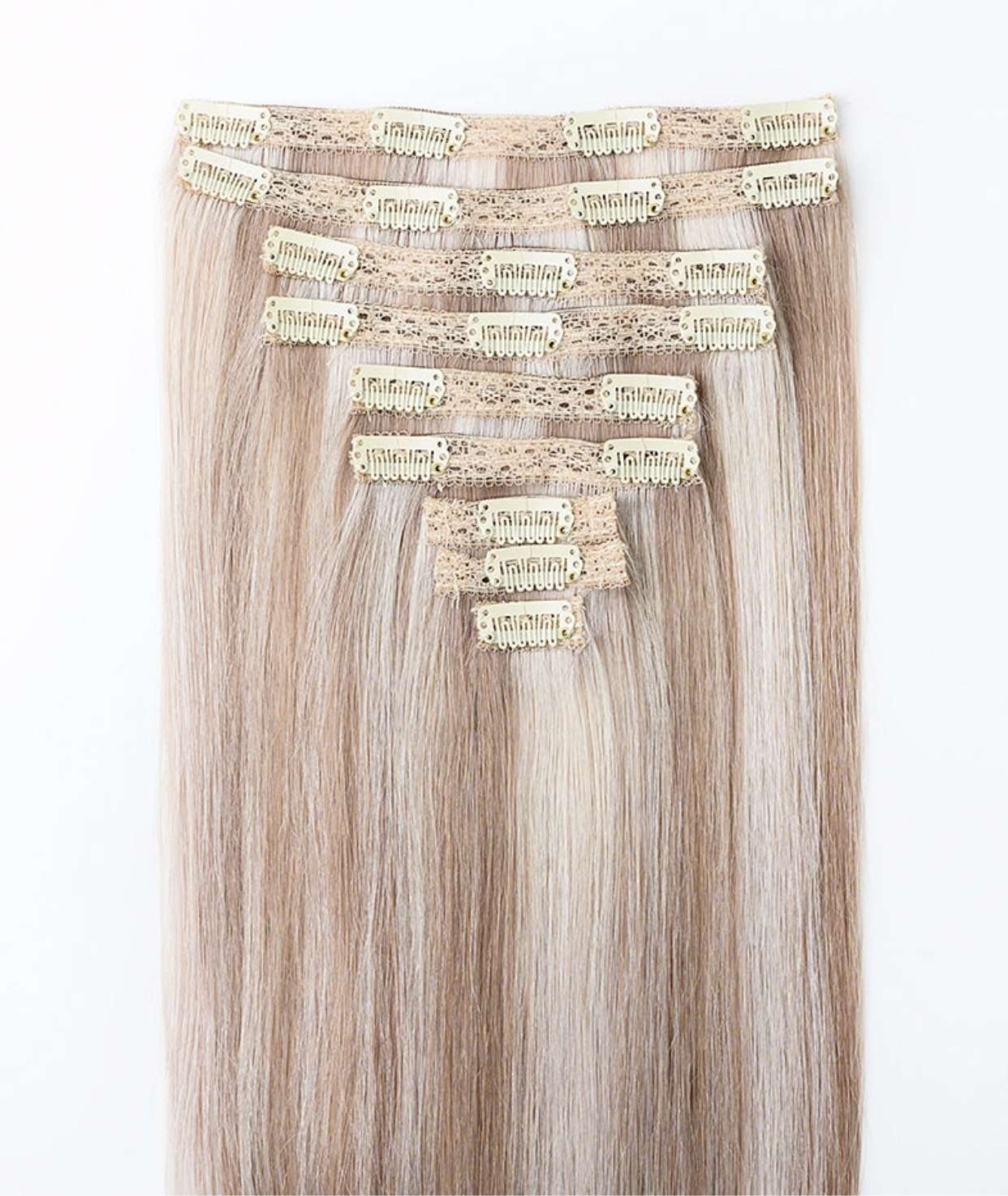 #18/60 Pearl Ash Blonde Highlights Classic Clip In Hair Extensions 9pcs — Value Grade