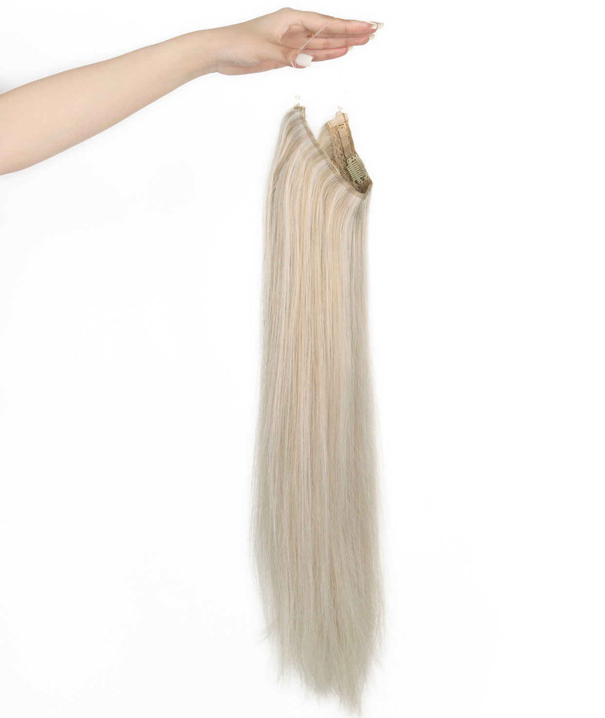 #18/60 Pearl Ash Blonde Highlights Classic Halo Hair Extensions