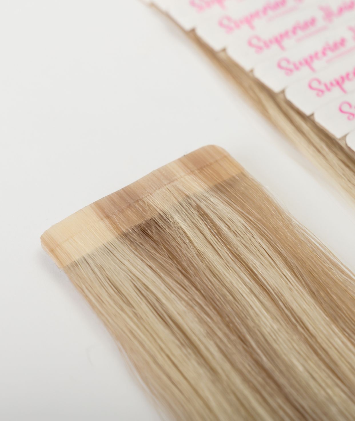 #18/613 Ash Blonde Highlights Ultra Seamless Tape In Hair Extensions