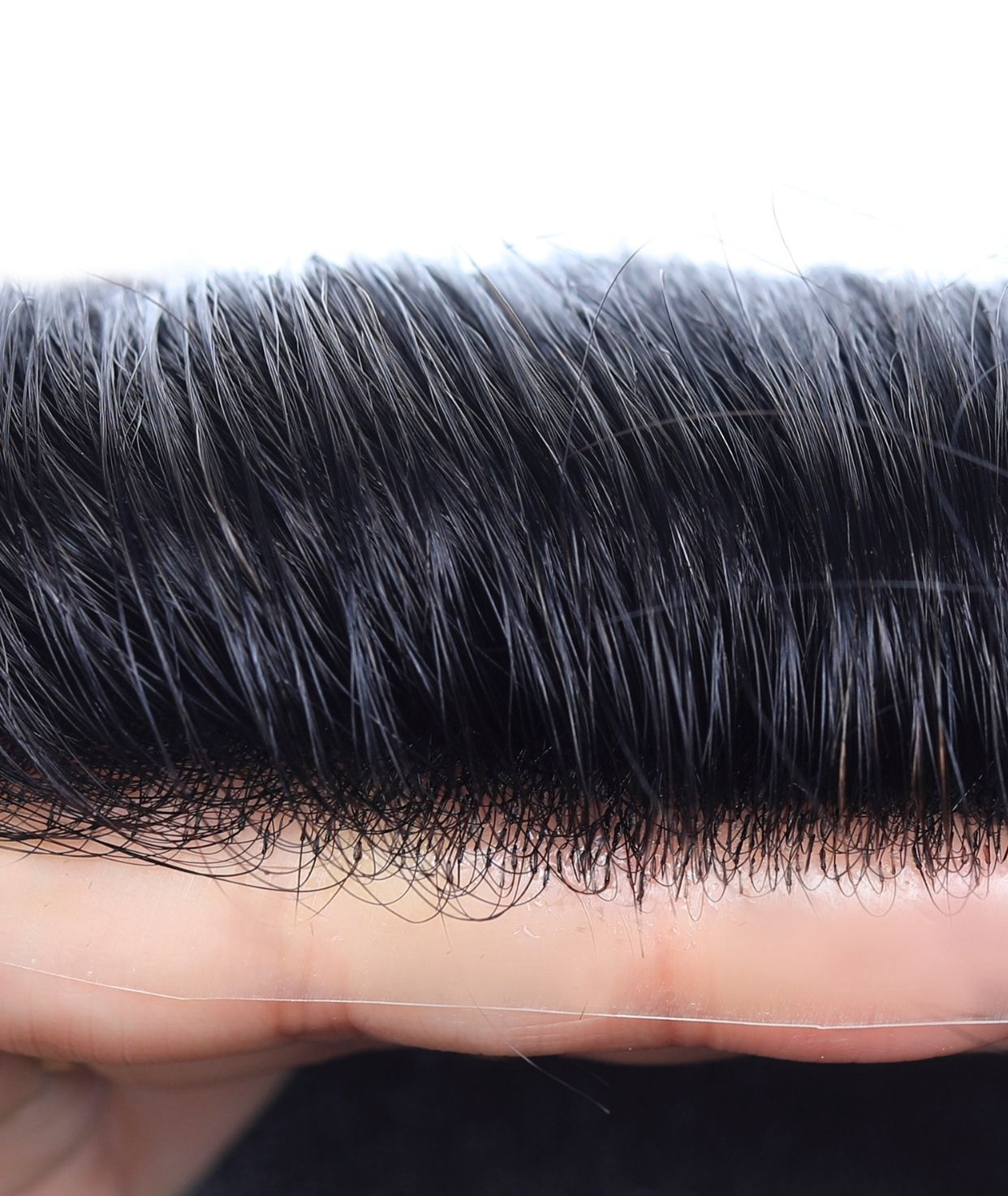 #1A Ash Black Skin Base Hair System