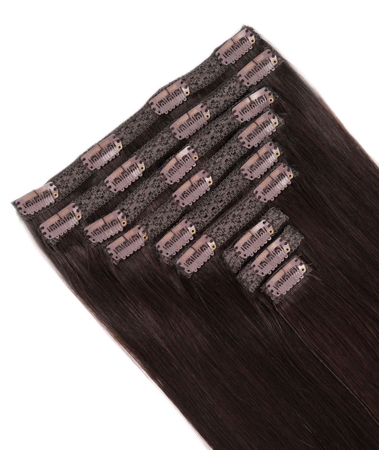 #1BL Darkest Brown Classic Clip In Hair Extensions 9pcs