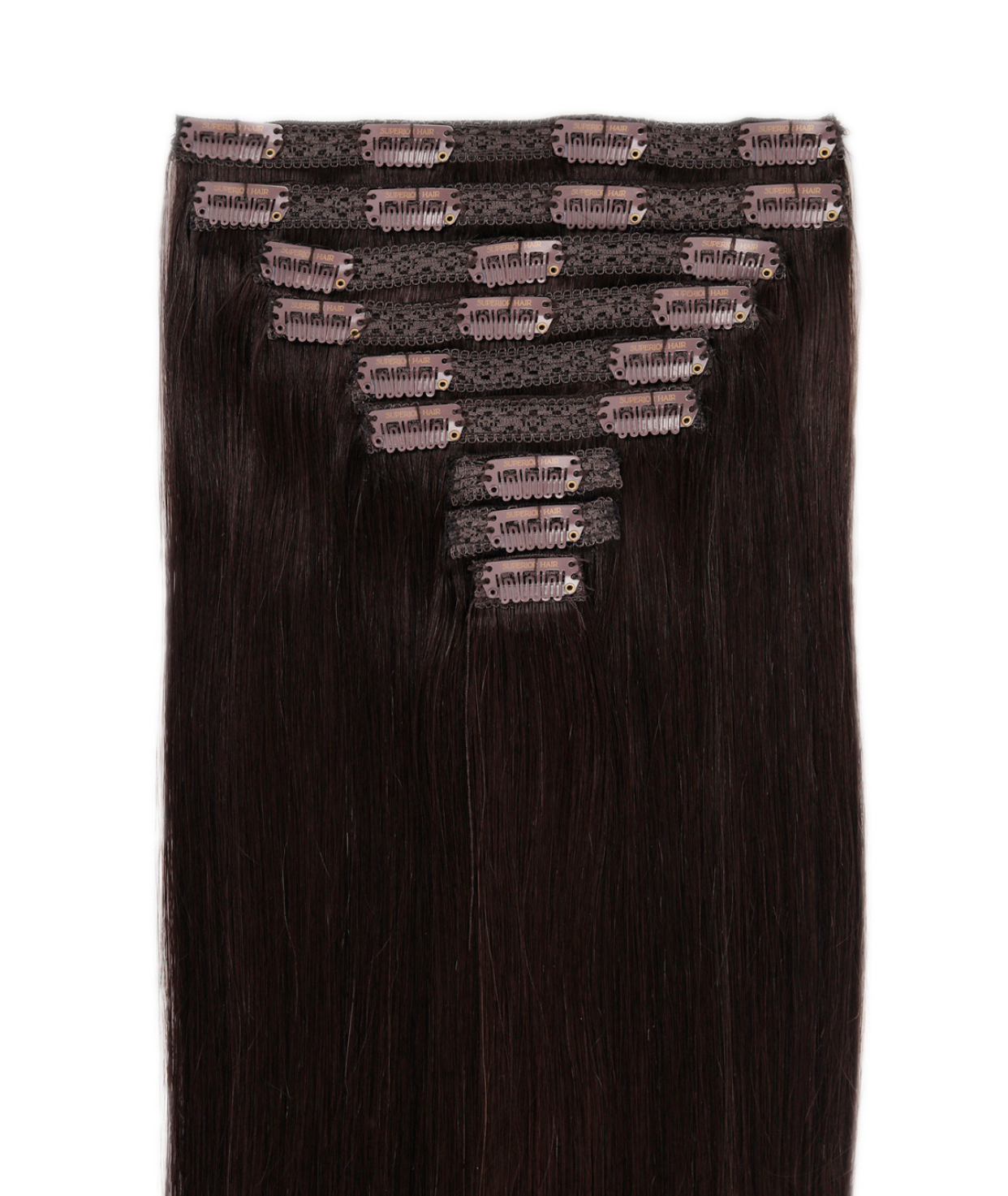 #1BL Darkest Brown Classic Clip In Hair Extensions 9pcs