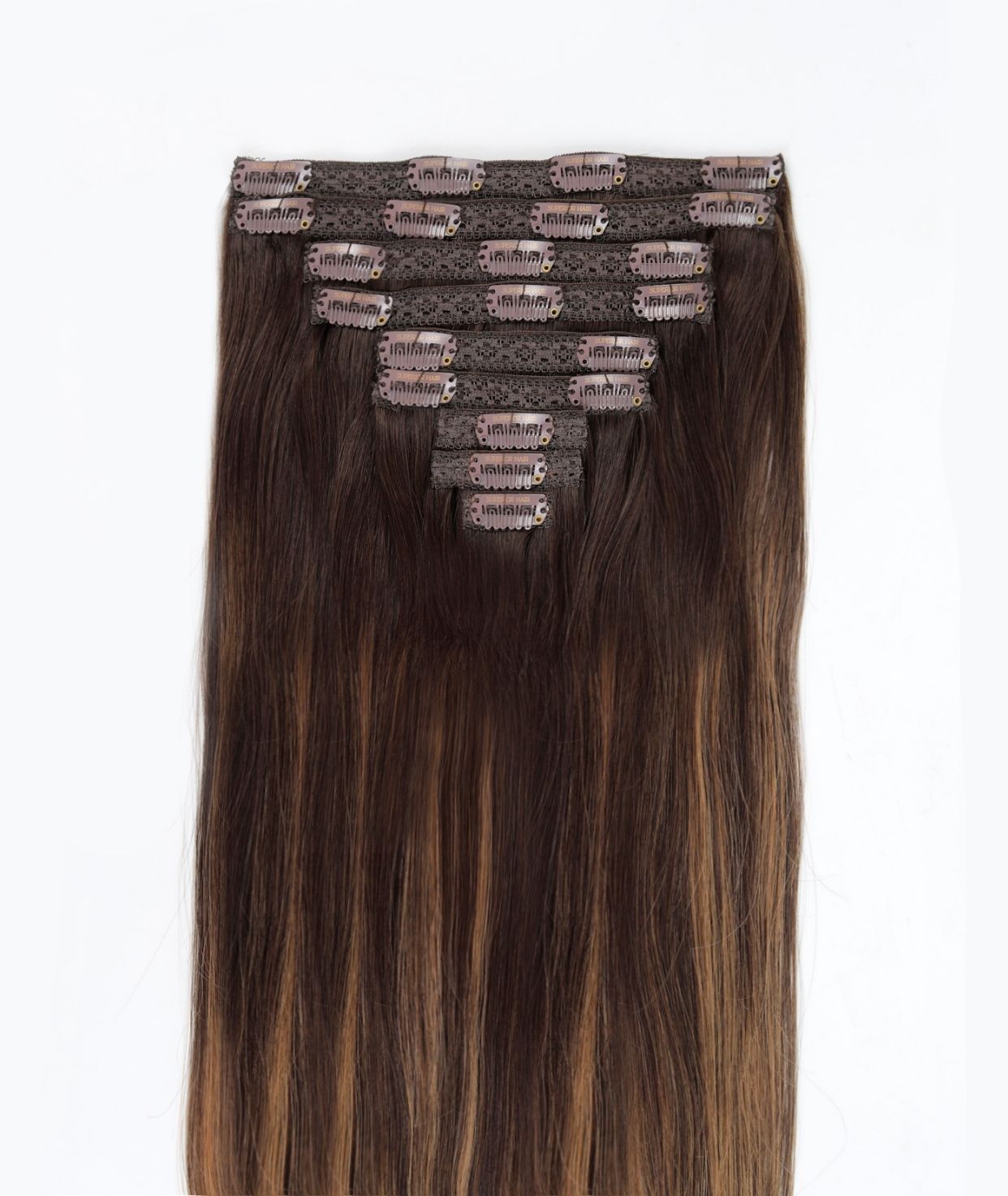 #Dark Ash Brown Balayage Classic Clip In Hair Extensions 9pcs