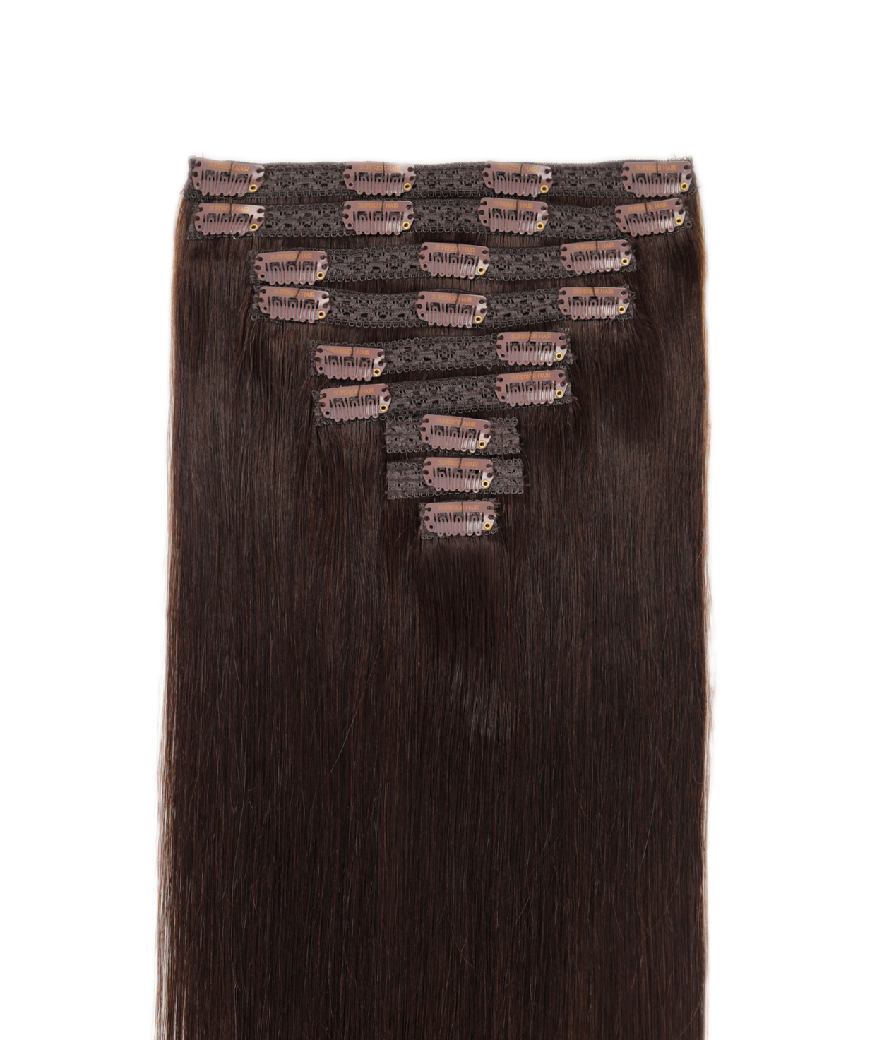 #2 Dark Brown Classic Clip In Hair Extensions 9pcs