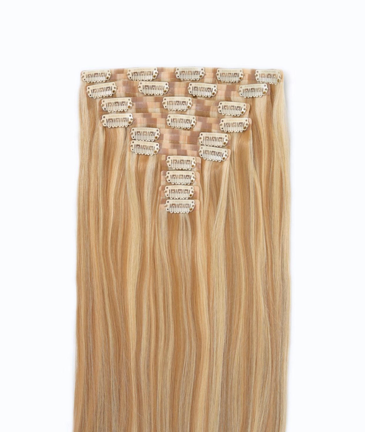 #16/22 Caramel Blonde Mix Seamless Clip In Hair Extensions