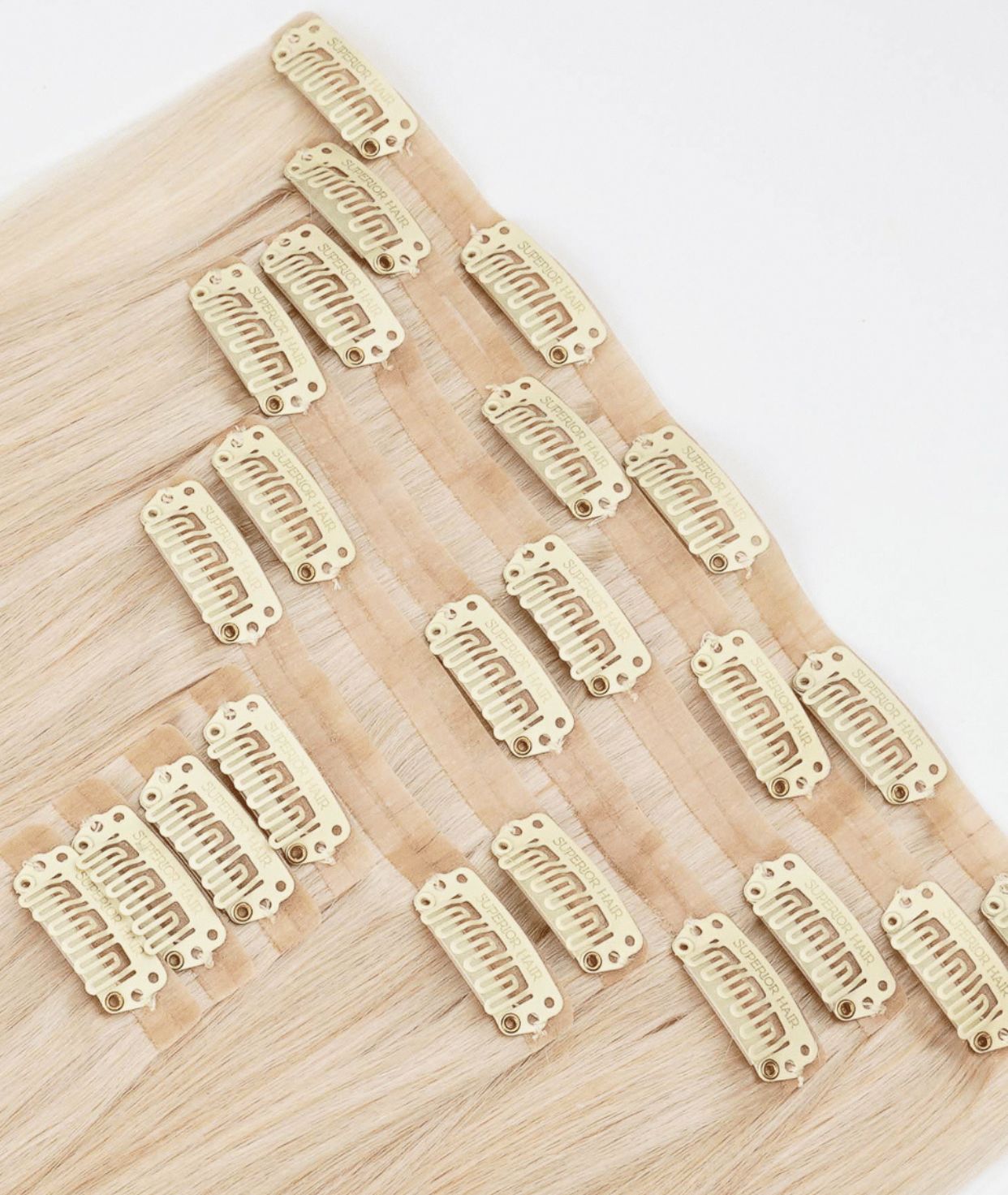 #60 Whitest Ash Blonde Seamless Clip In Extensions