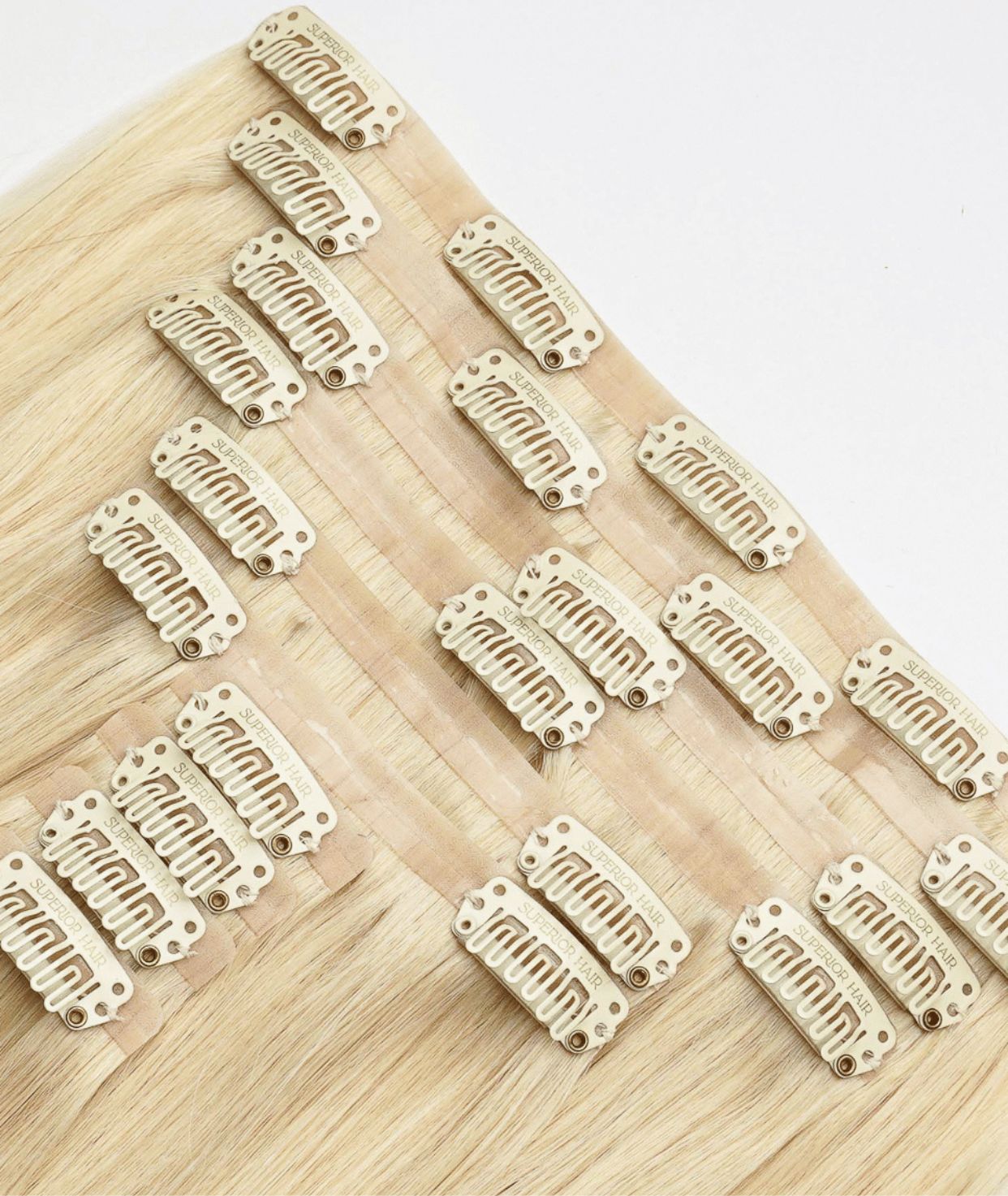 #613 Platinum Blonde Seamless Clip In Extensions