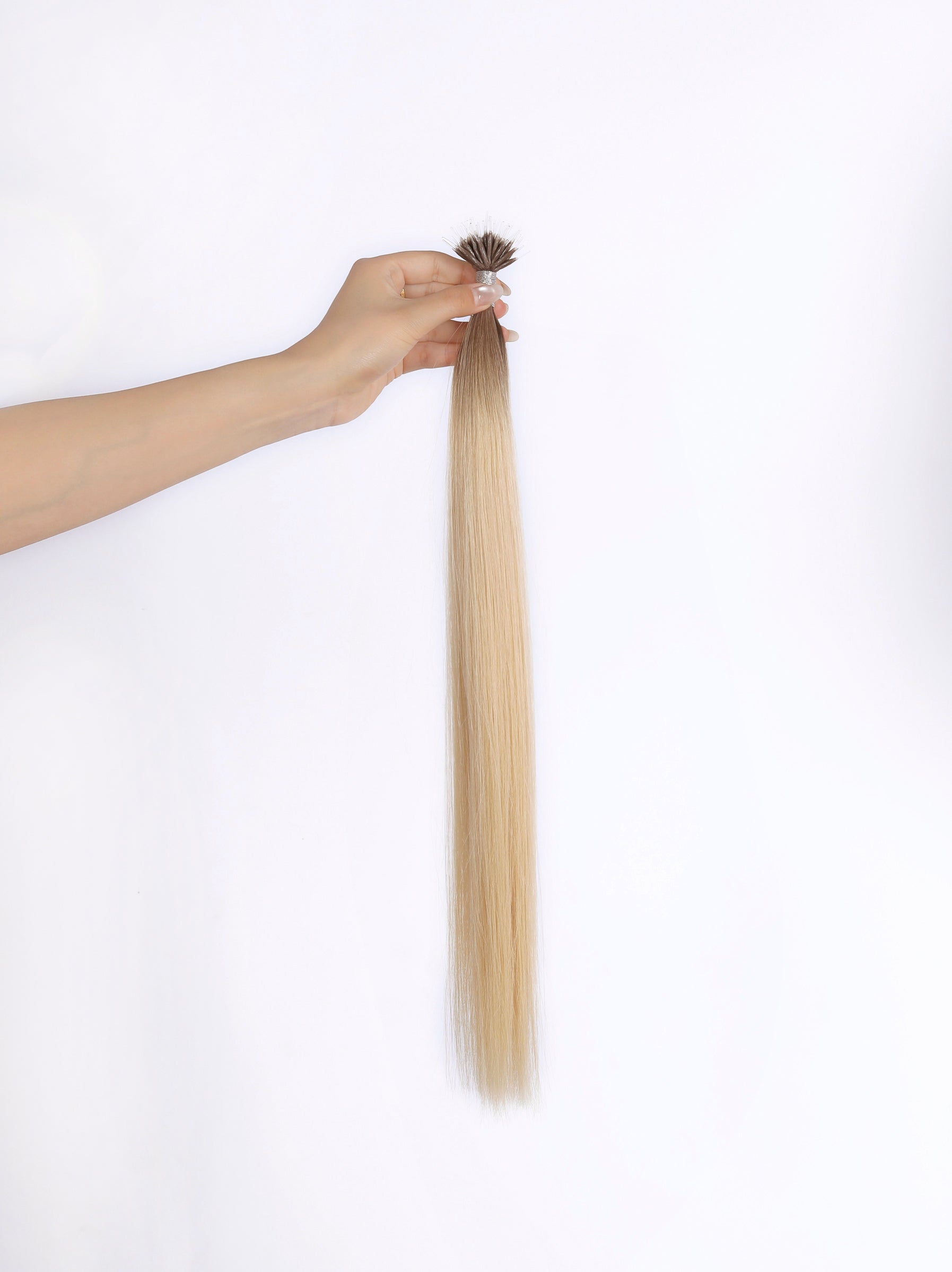 #Rooted Hollywood Blonde Nano Tip Hair Extensions