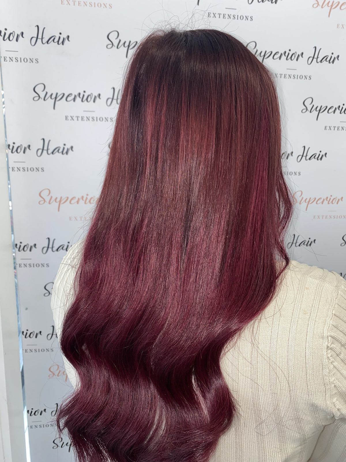 #Burgundy Nano Tip Hair Extensions