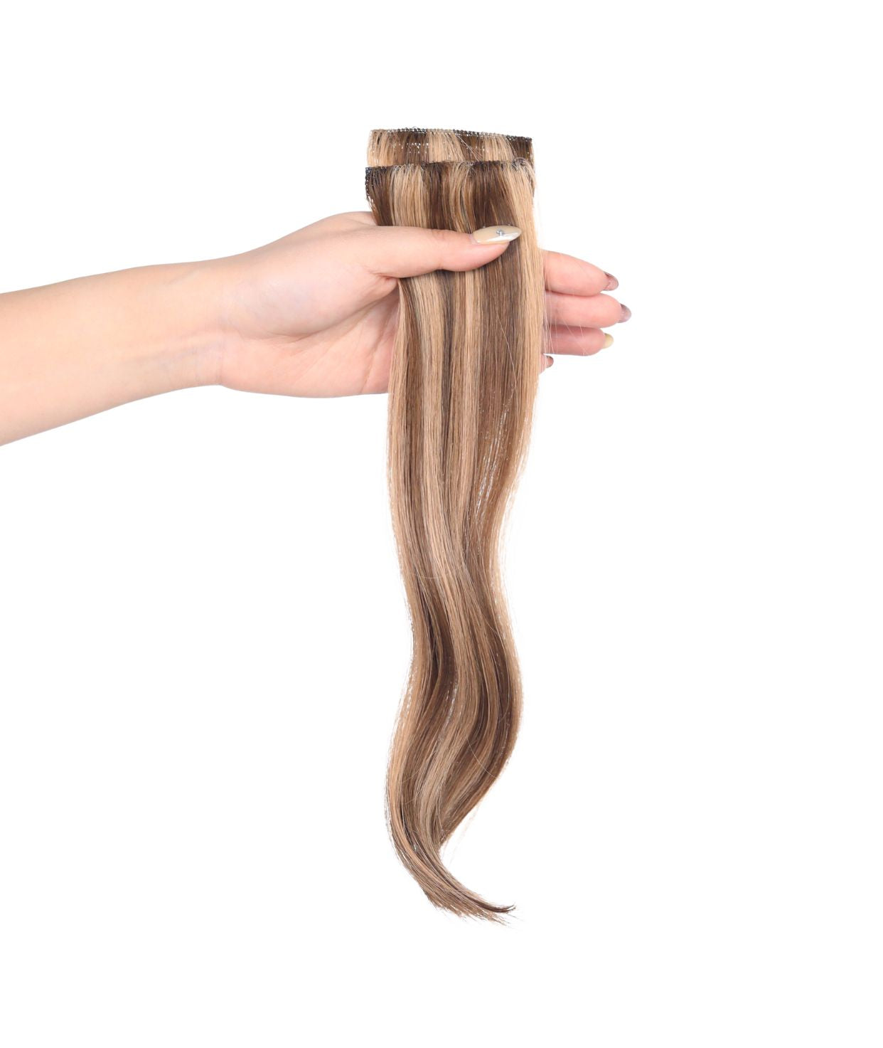 #Chestnut Brown Highlights Scalp Clip in Hair Fill Ins