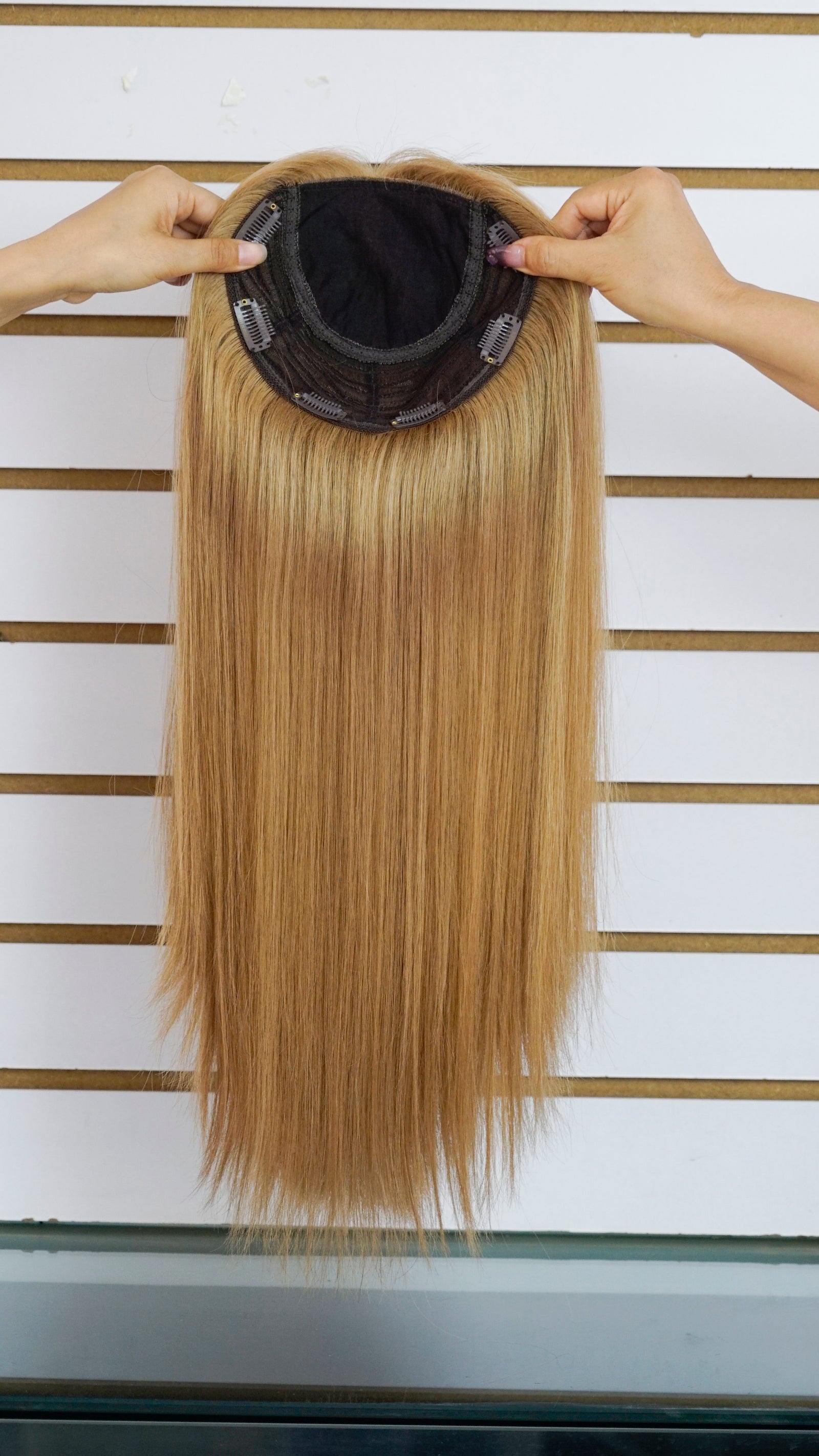 Dark Blonde Balayage Woman's Injection Human Hair Topper