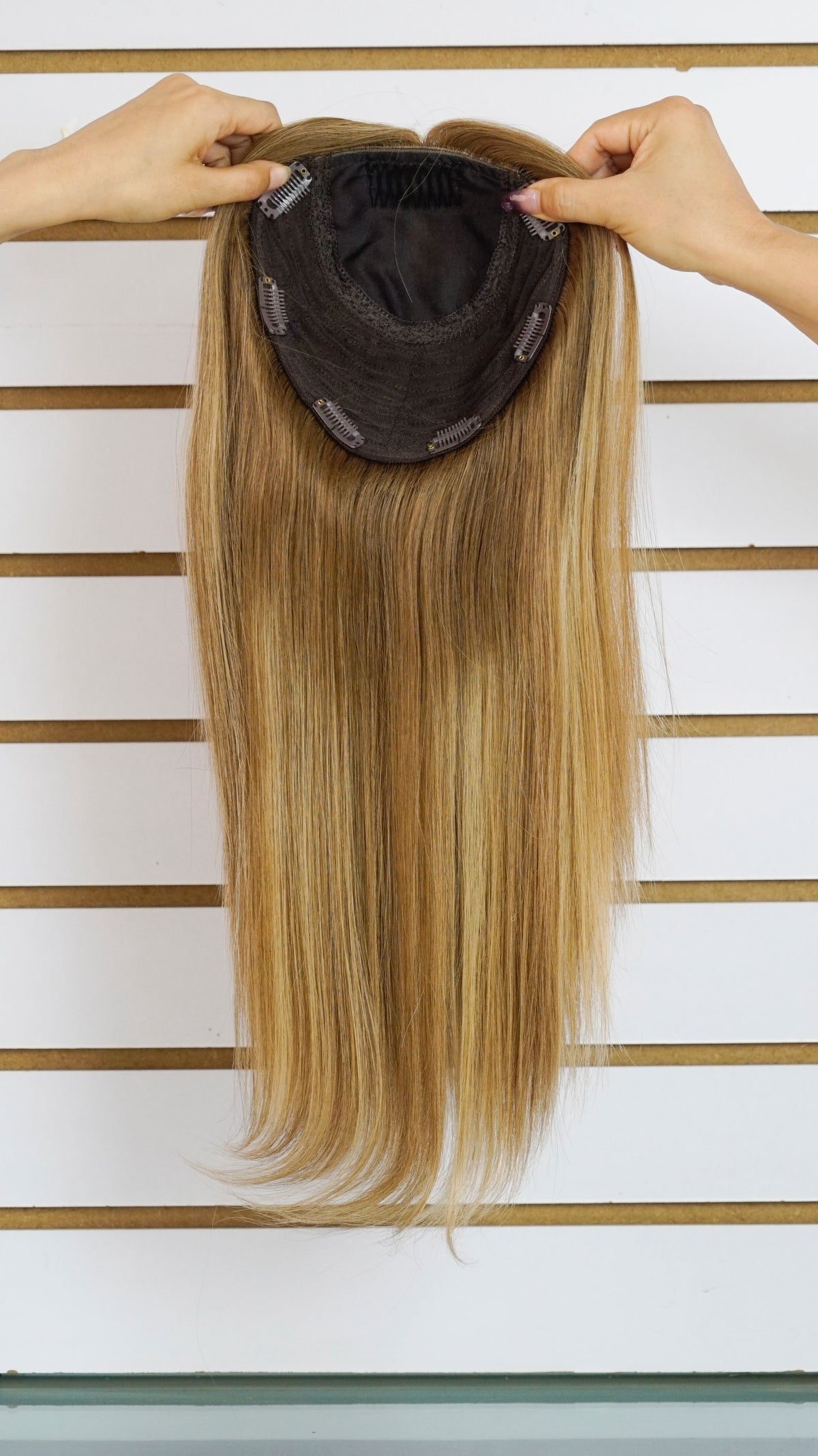 Dark Blonde Balayage Woman&#39;s Injection Human Hair Topper