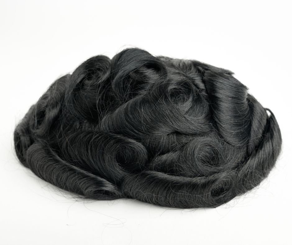 #1A Jet Black Skin Base Hair System