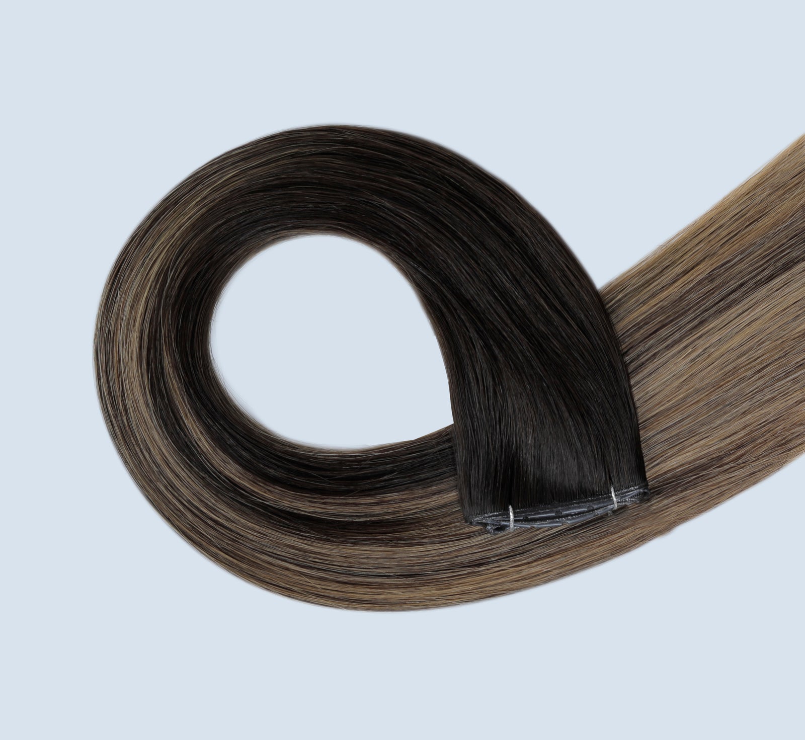 #Dark Ash Brown Balayage Butterfly Weft™ Extensions