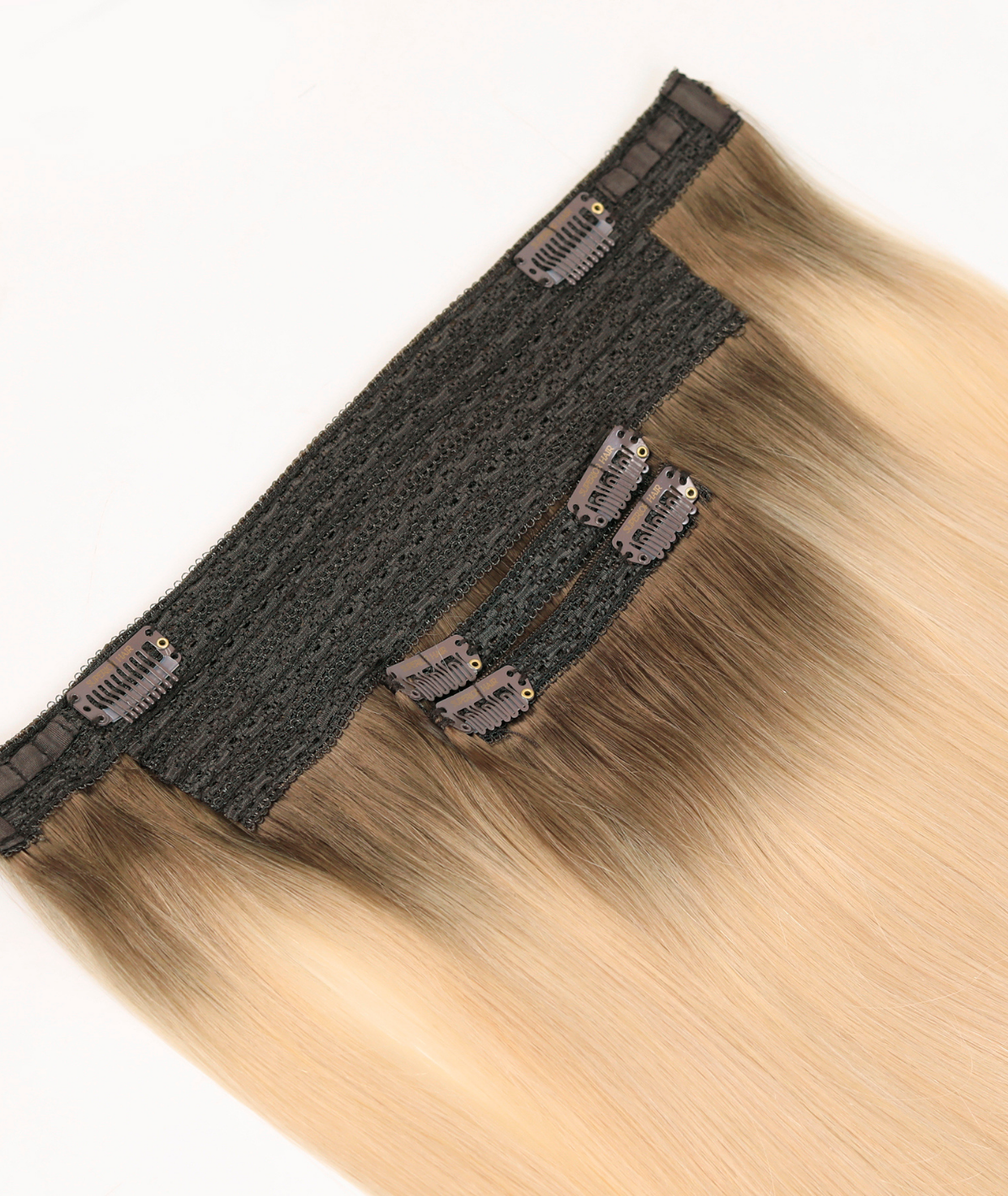 #Rooted Hollywood Blonde Classic Halo Hair Extensions