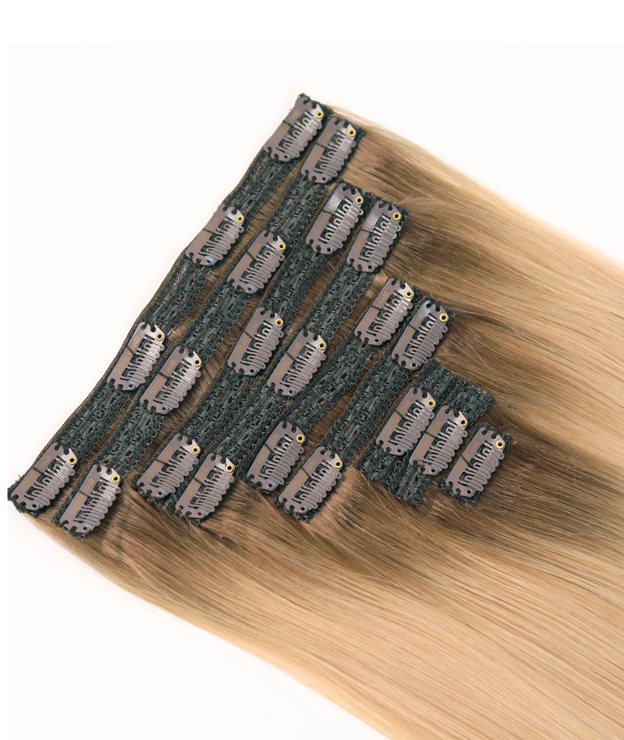 #Rooted Champagne Chestnut Classic Clip In Hair Extensions 9pcs