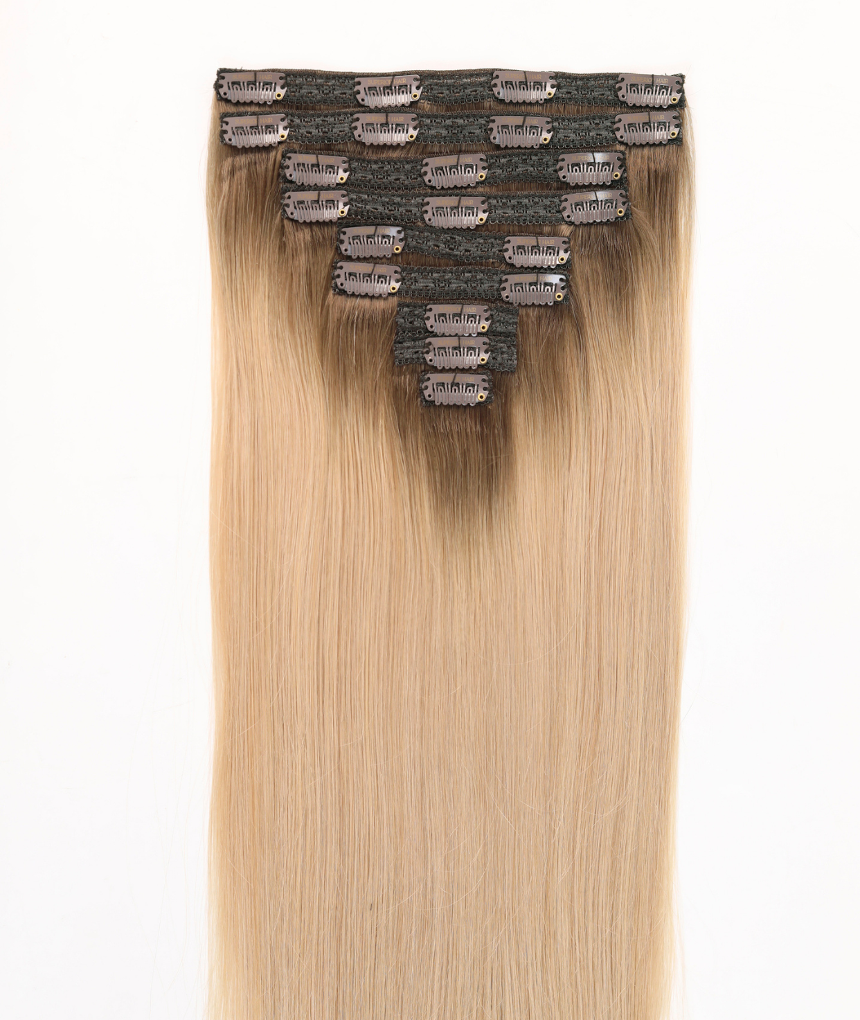 #Rooted Champagne Chestnut Classic Clip In Hair Extensions 9pcs