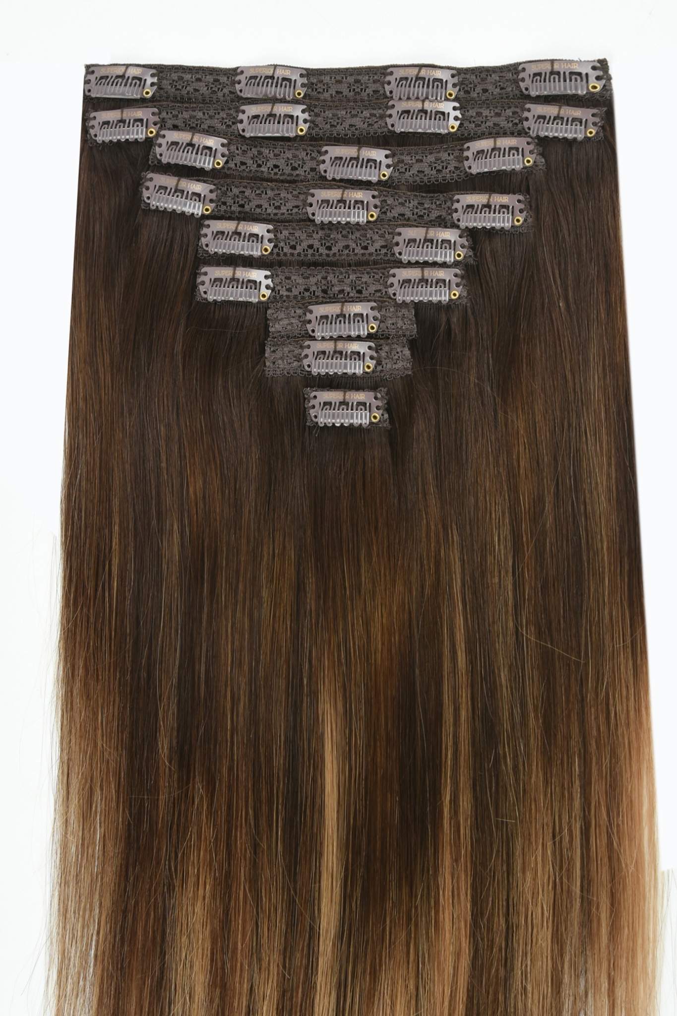 #Dark Ash Brown Balayage Classic Clip In Hair Extensions 9pcs