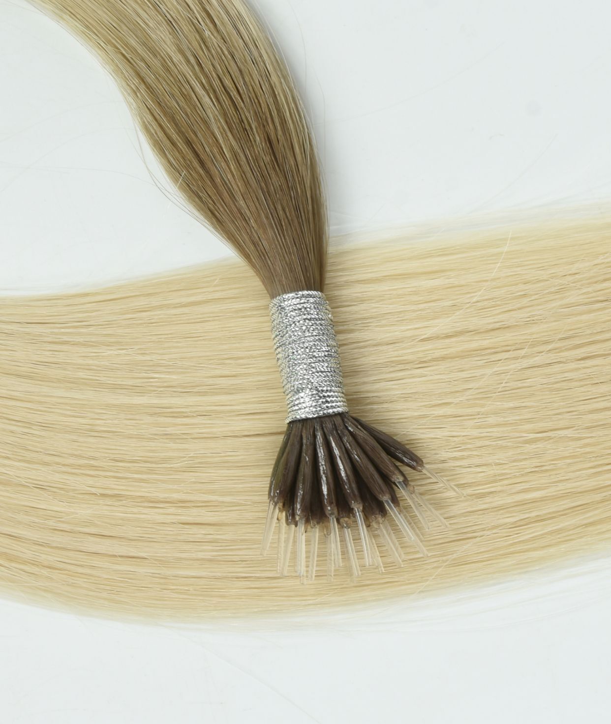 #Arctic Blonde Balayage Nano Tip Hair Extensions