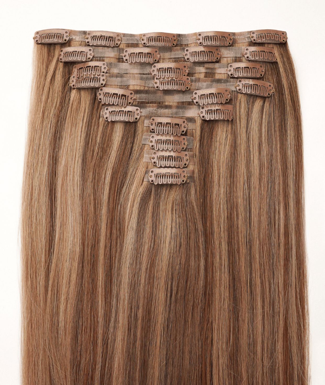 #Chestnut Brown Highlights Seamless Clip In Hair Extensions