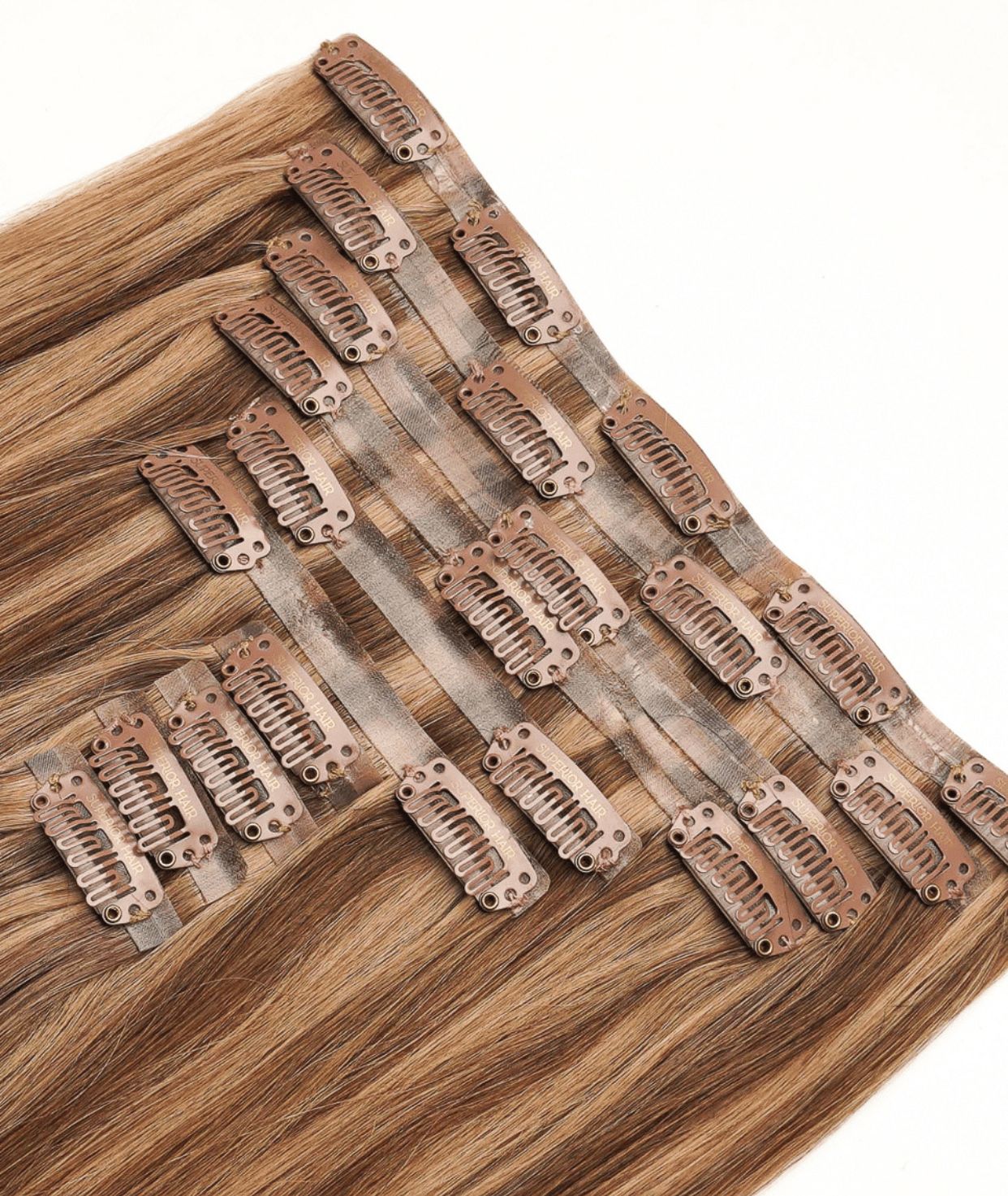 #Chestnut Brown Highlights Seamless Clip In Extensions