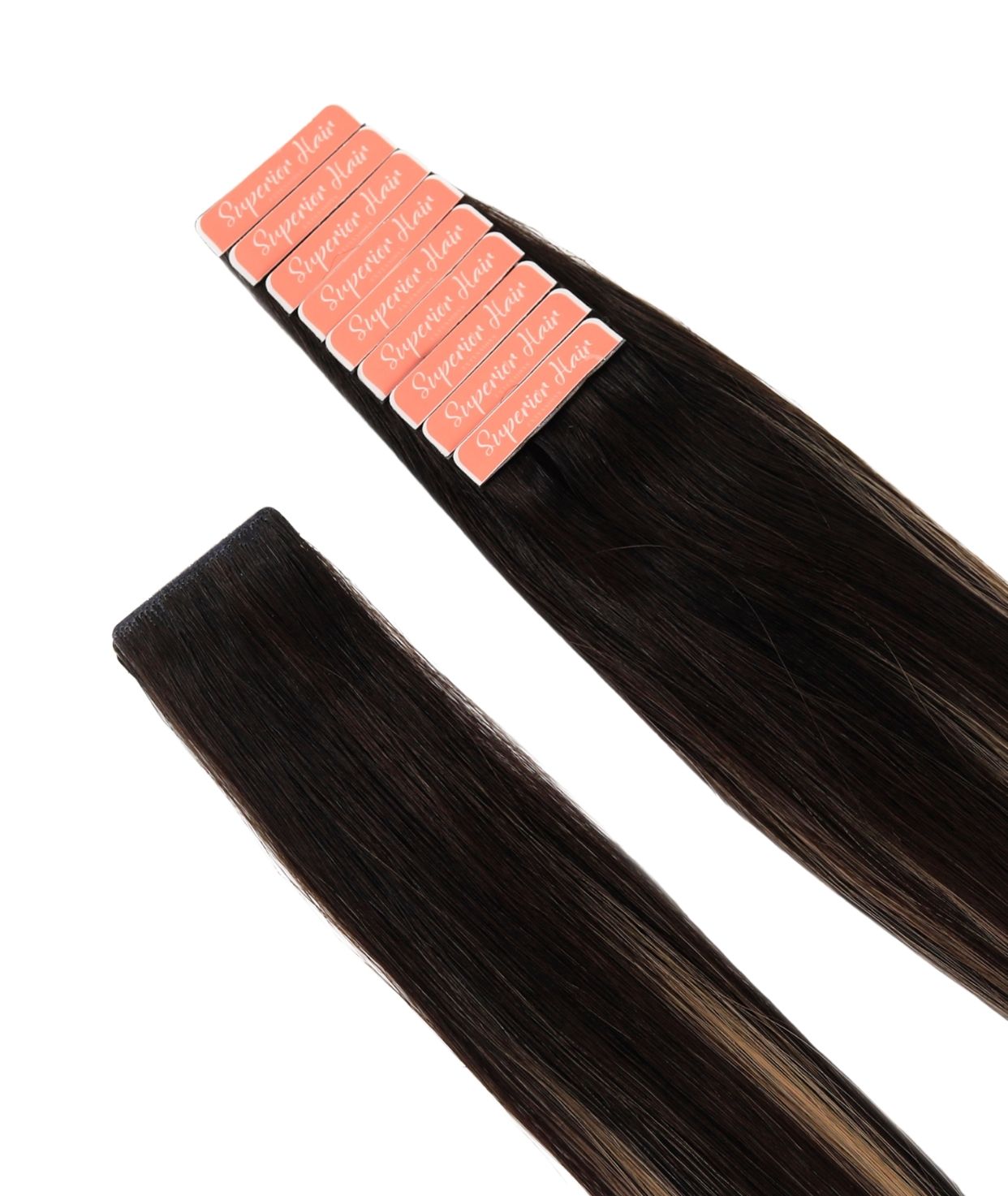 #Dark Ash Brown Balayage Invisi Tape Hair Extensions