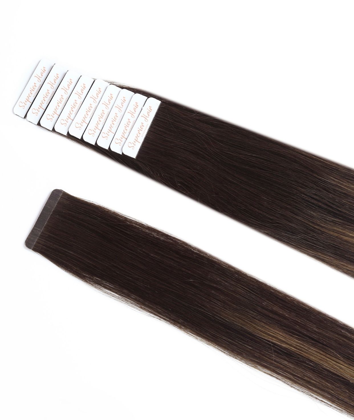 #Dark Brown Balayage Ultra Seamless Tape In Hair Extensions