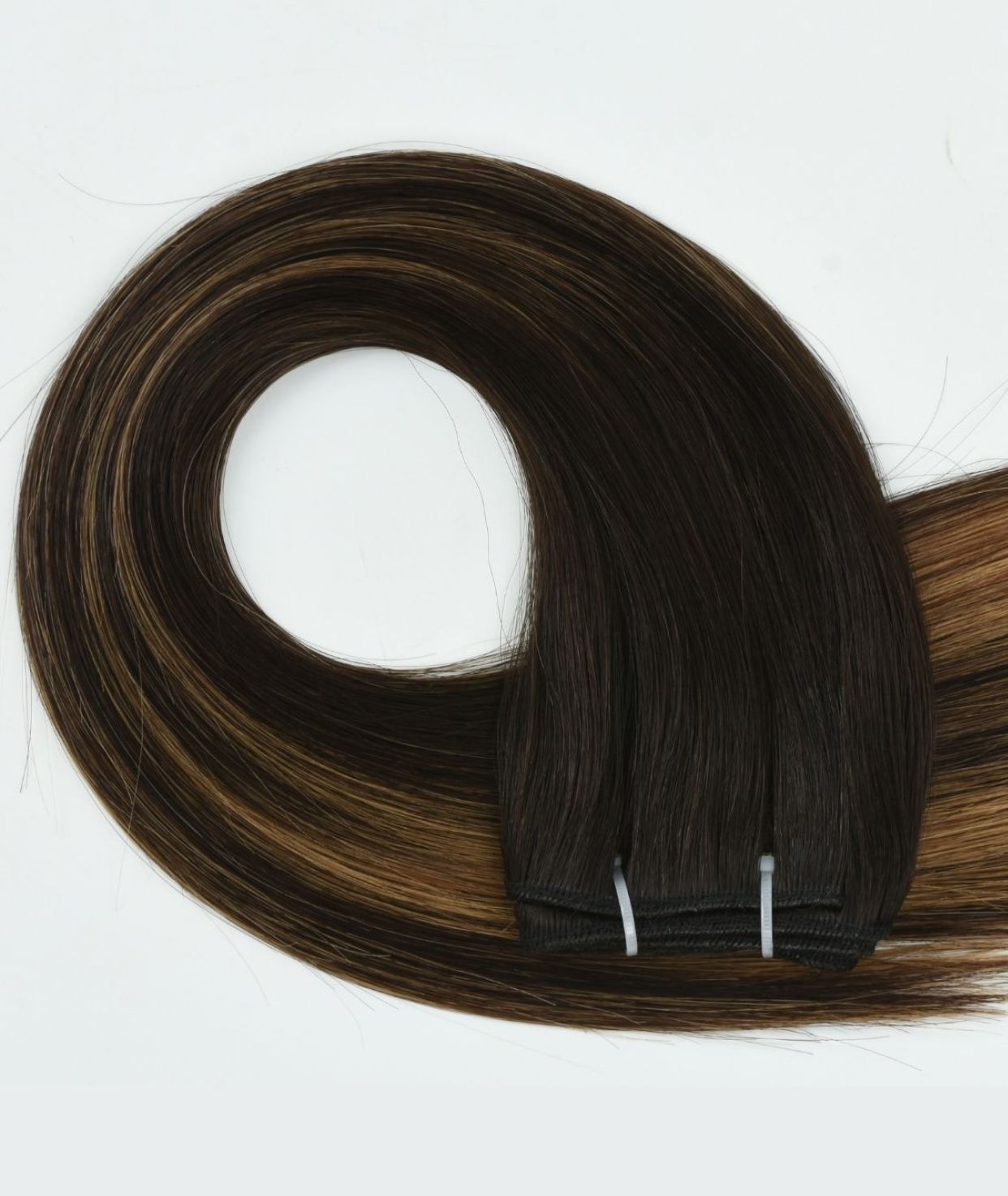 #Dark Ash Brown Balayage Traditional Weft Hair Extensions