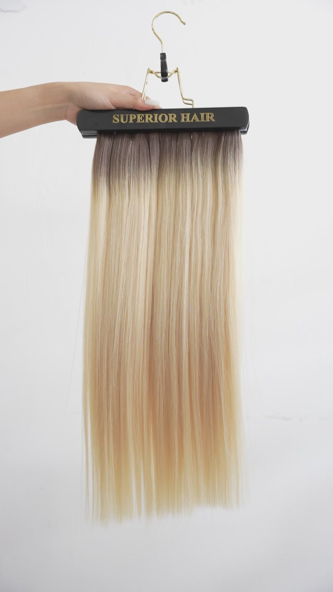 Load video: #Rooted Hollywood Blonde Genius Weft Extensions (NEW)