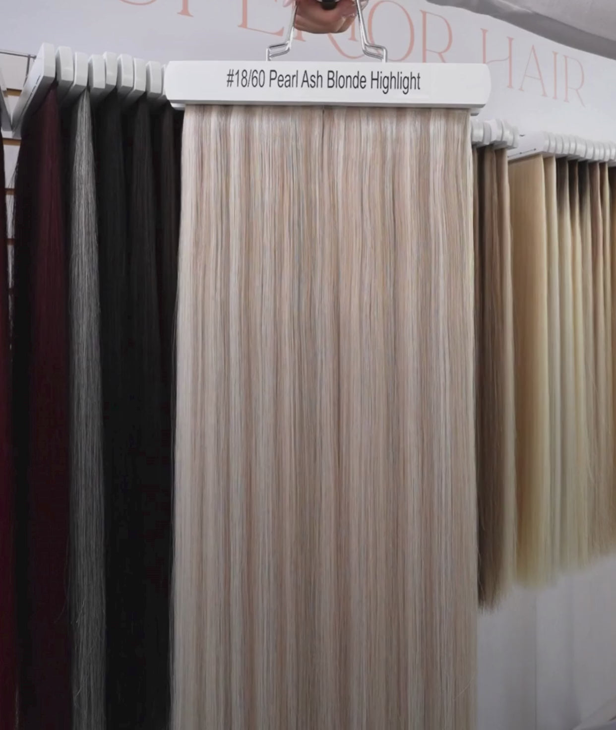 Load video: #18/60 Pearl Ash Blonde Highlights Nano Tip Hair Extensions