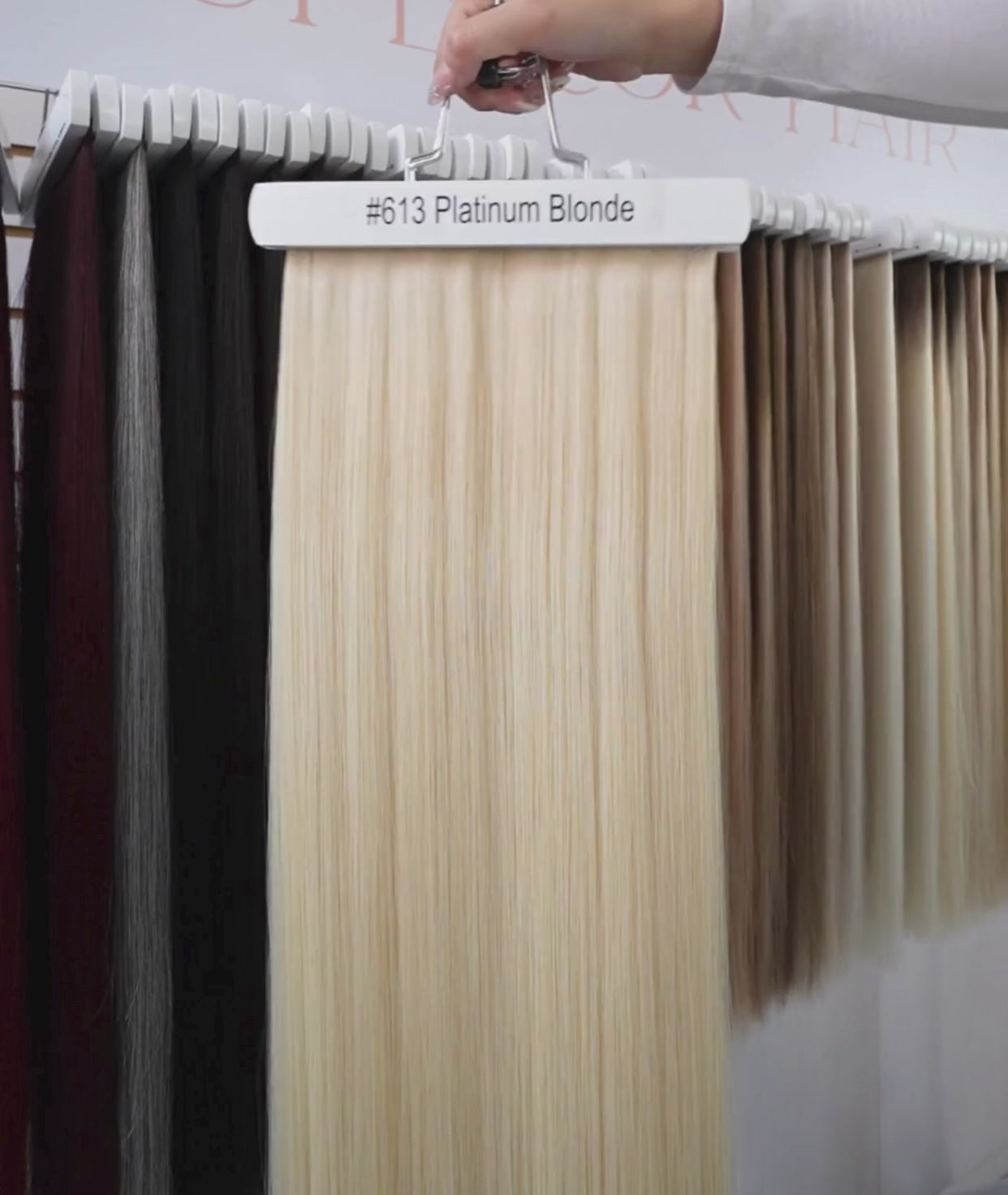 Load video: #613 Platinum Blonde Butterfly Weft™ Hair Extensions