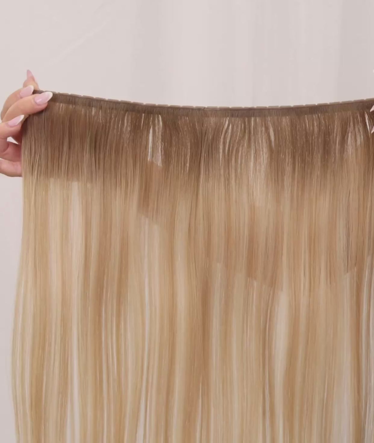Load video: #60 Whitest Ash Blonde Invisi Butterfly Weft™ Hair Extensions