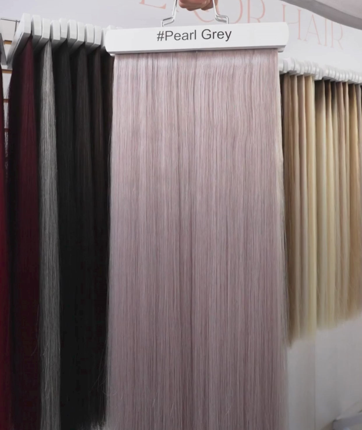 Load video: #Pearl Grey Ultra Seamless Tape In Hair Extensions (DISCONTINUED)