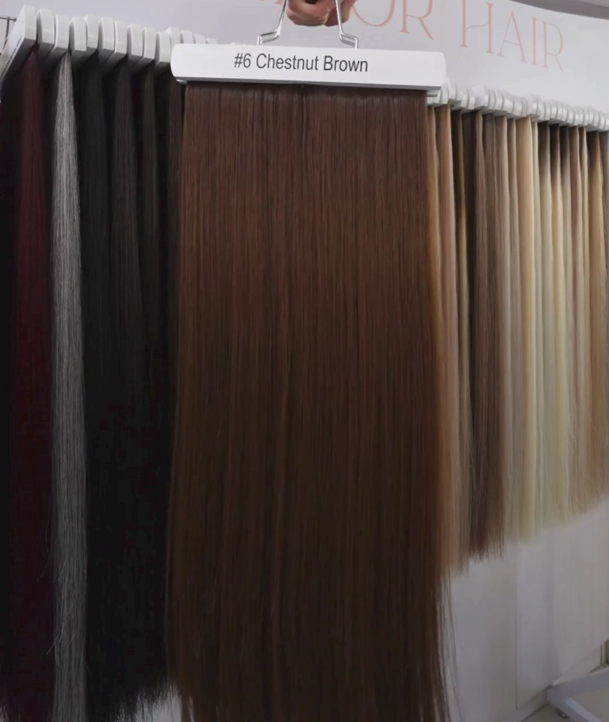 Load video: #6 Chestnut Brown Nano Tip Hair Extensions