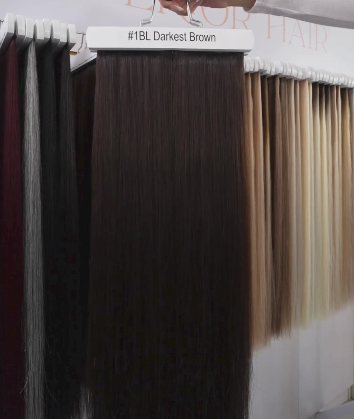 Load video: #1BL Darkest Brown Ultra Seamless Tape In Extensions(Curly) — Value Grade