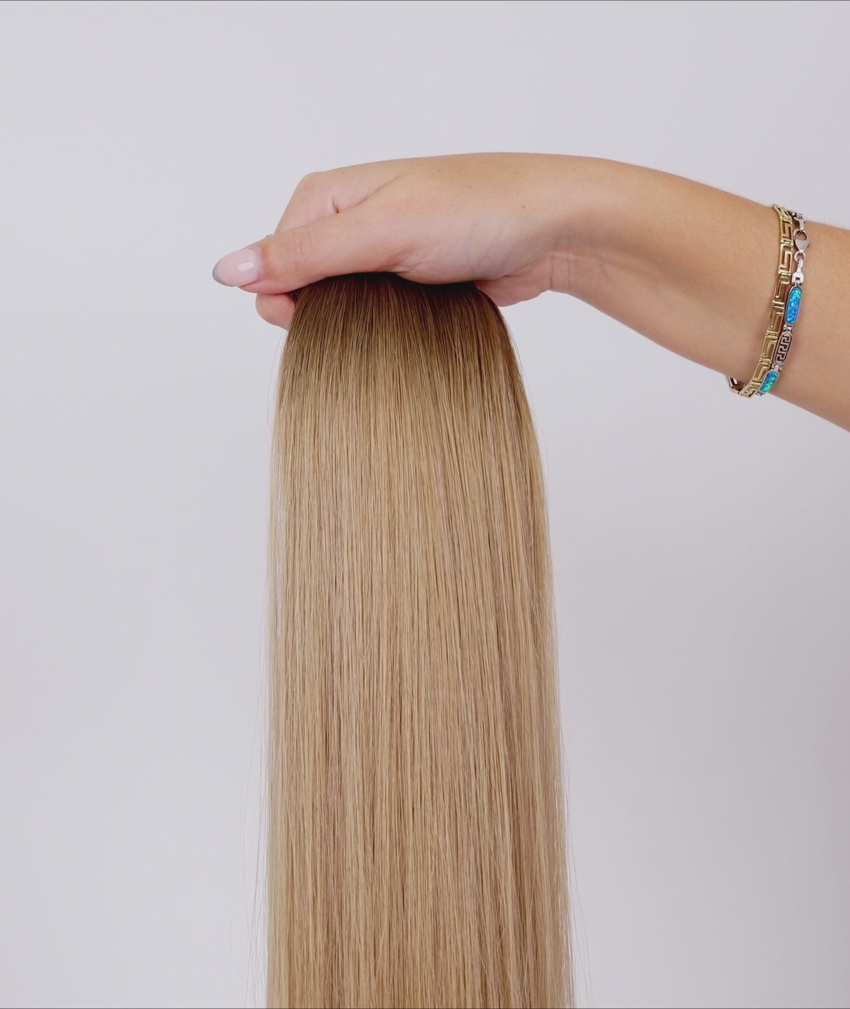 Load video: Rooted Champagne Chestnut Butterfly Weft™ Hair Extensions (NEW)