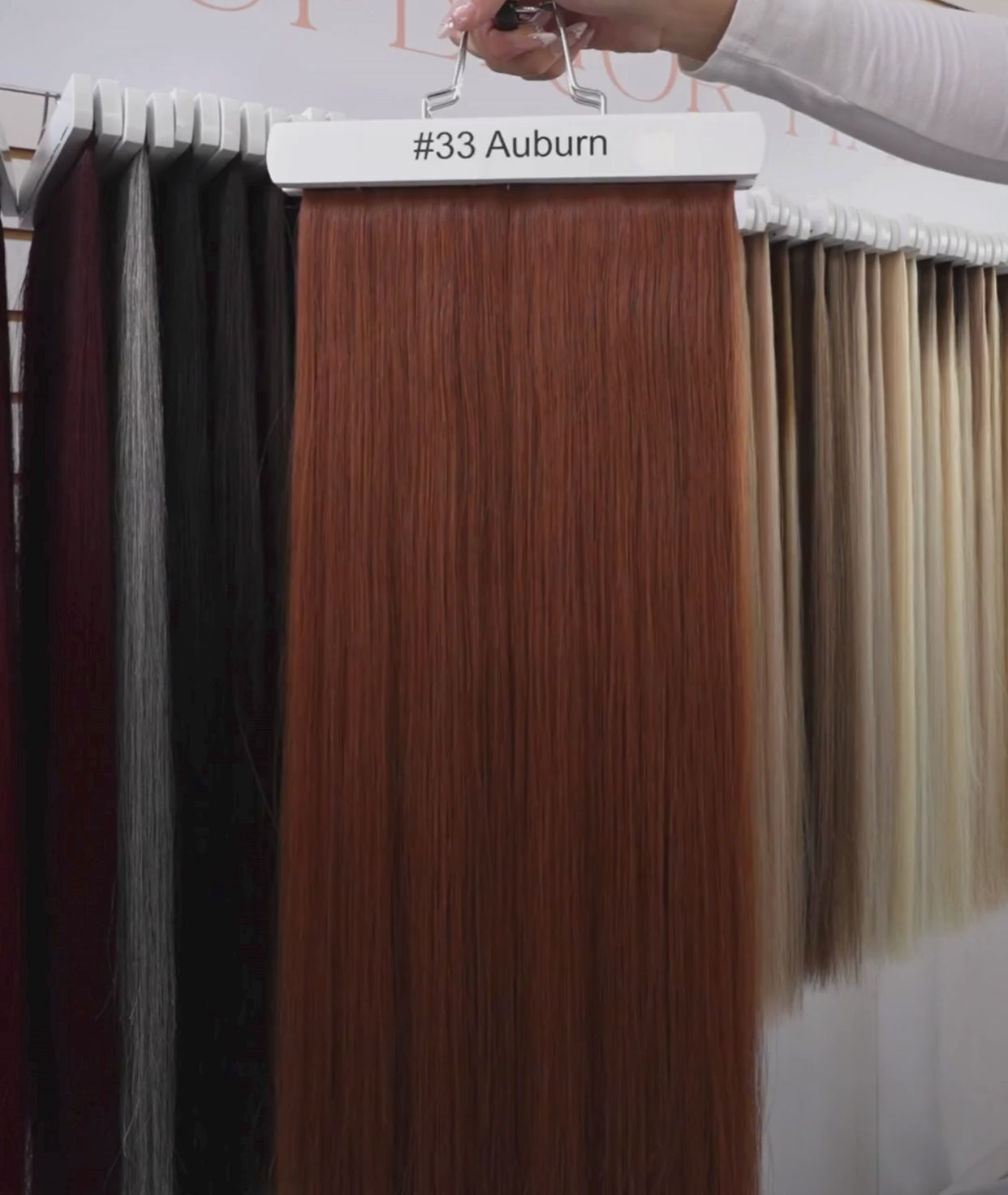 Load video: #33 Auburn Butterfly Weft™ Extensions