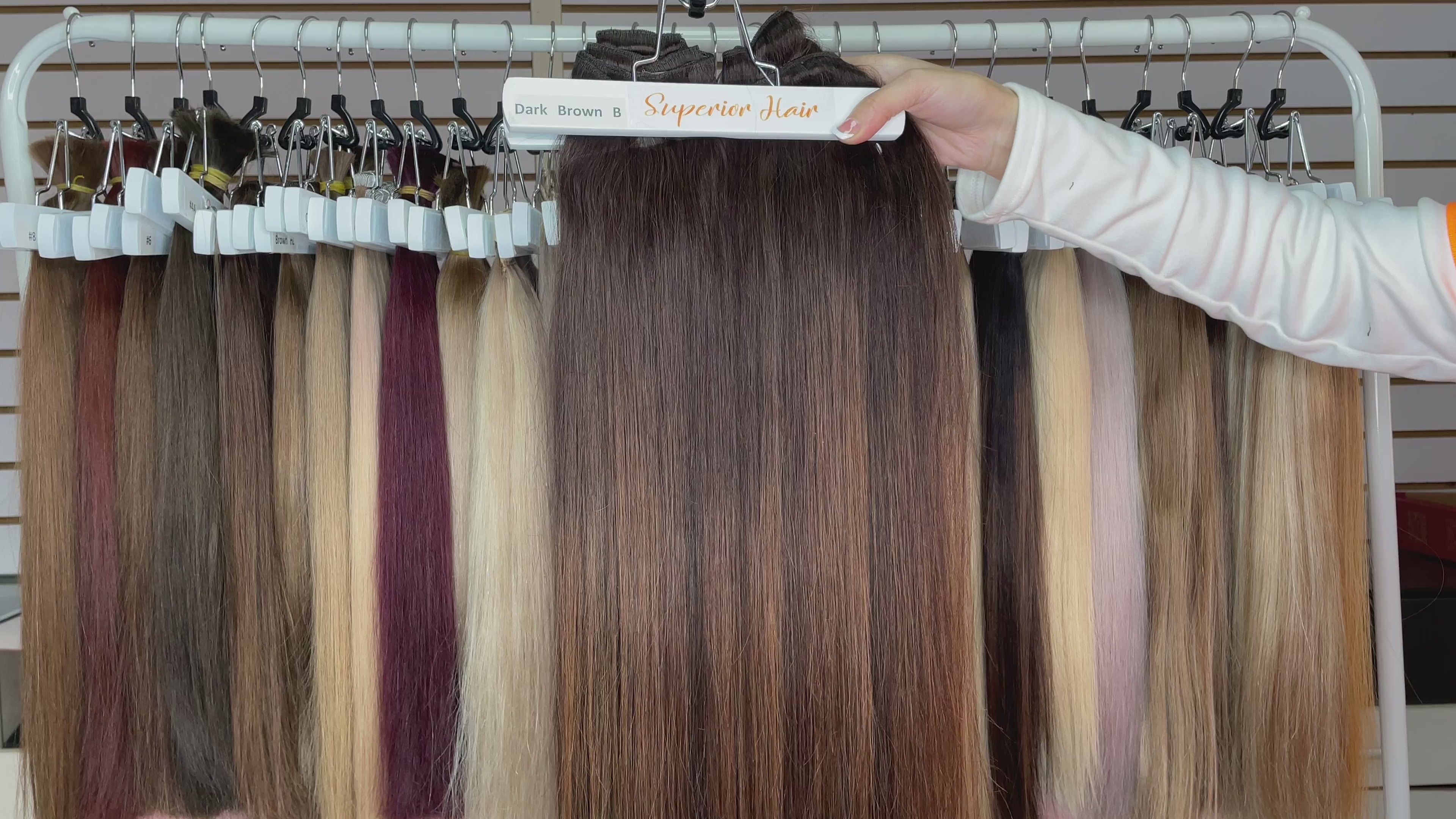 Load video: #Dark Brown Balayage Classic Clip In Hair Extensions 9pcs