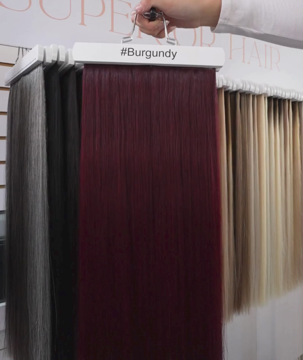 Load video: #Burgundy Nano Tip Hair Extensions