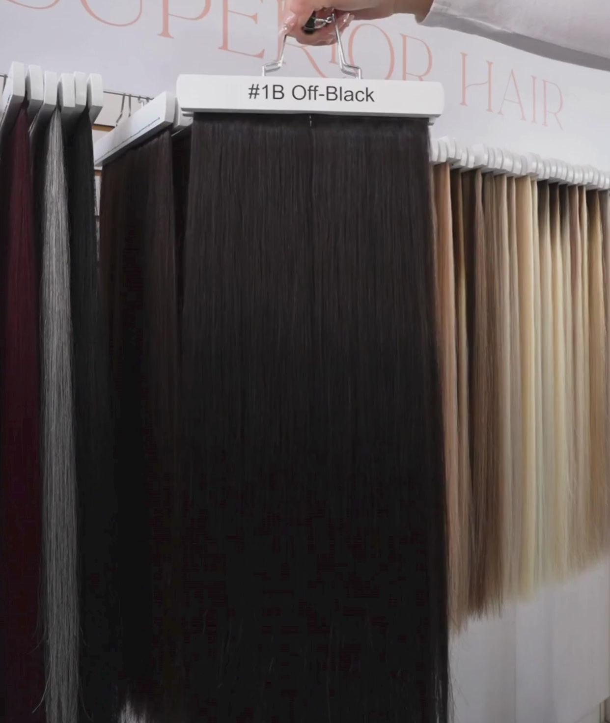 Load video: #1B Off Black Scalp Hair Fill Ins