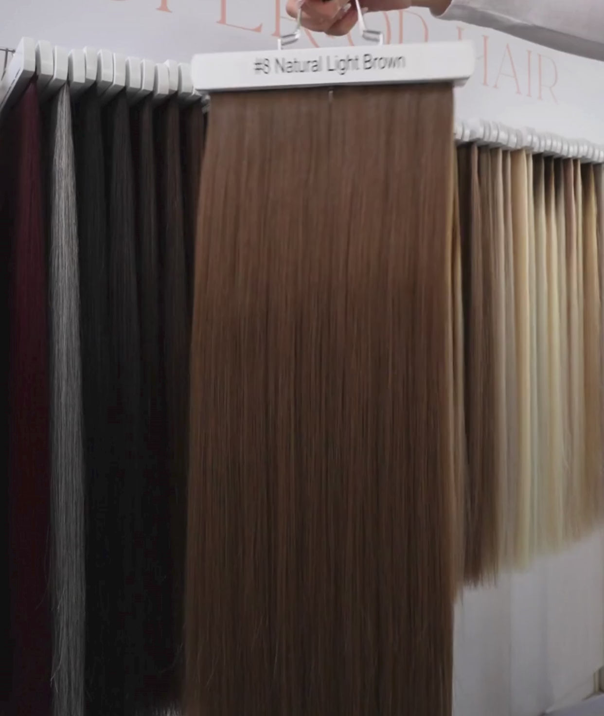 Load video: #8 Natural Light Brown Invisi Tape Hair Extensions
