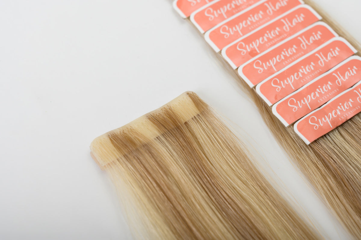 #16/22 Caramel Light Blonde Mix Invisi Tape Hair Extensions