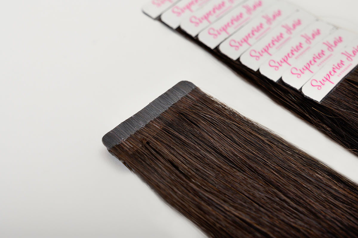 #1BL Darkest Brown Ultra Seamless Tape In Extensions