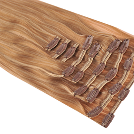 color: #27/613 Warm Honey Blonde Mix Classic Clip In Hair Extensions 9pcs
