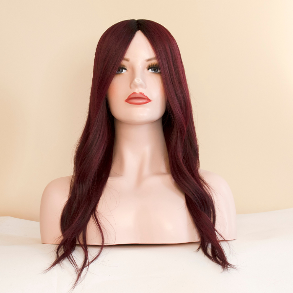 Off Black Burgundy Ombre Mono Top Human Hair Wig